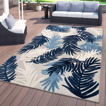 World Rug Gallery Vicenza Tropical Floral Indoor/Outdoor Area Rug 7' 10" x 10' Navy 8011NAVY8X10